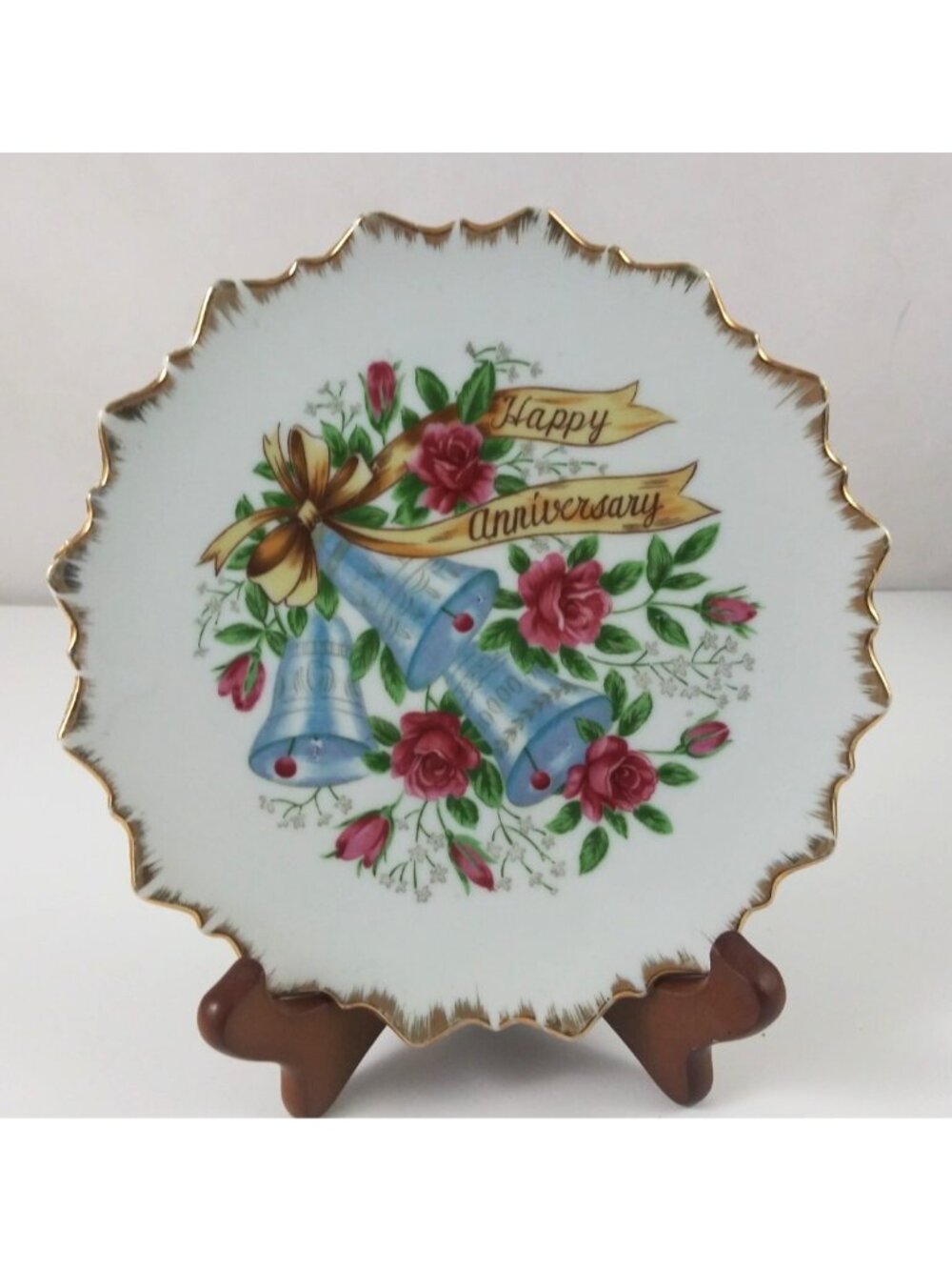 Vintage W. N. Co Ceramics Happy Anniversary 7.25" Decorative Plate Japan